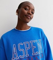 New Look Tall Blue Crew Neck Long Sleeve Aspen Logo Sweatshirt